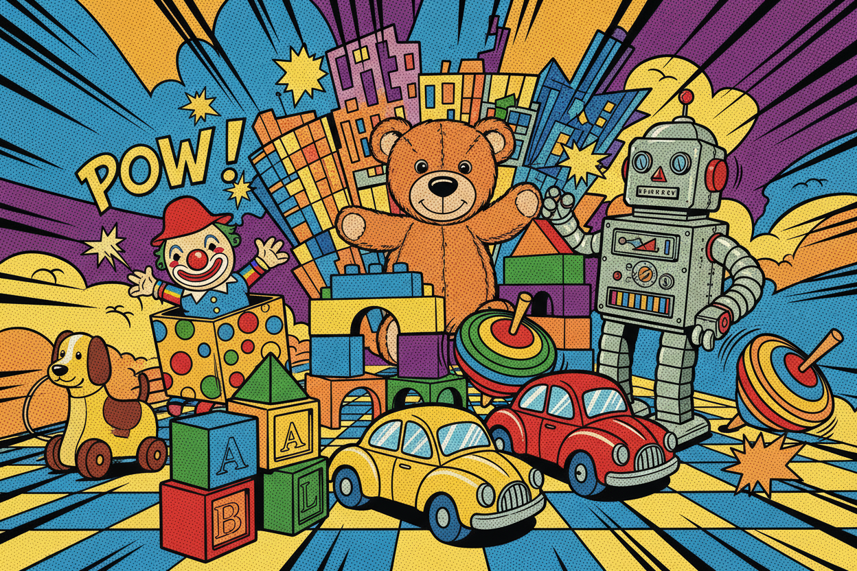 in a retro comic style